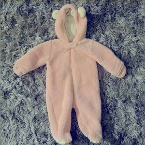 Carters pink baby hooded onesie size 6 months